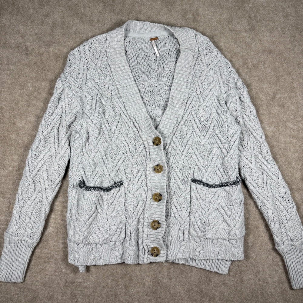 Free People Sz XS Montana Cable Knit Cardigan Oversized Grandmacore Chunky  Knit